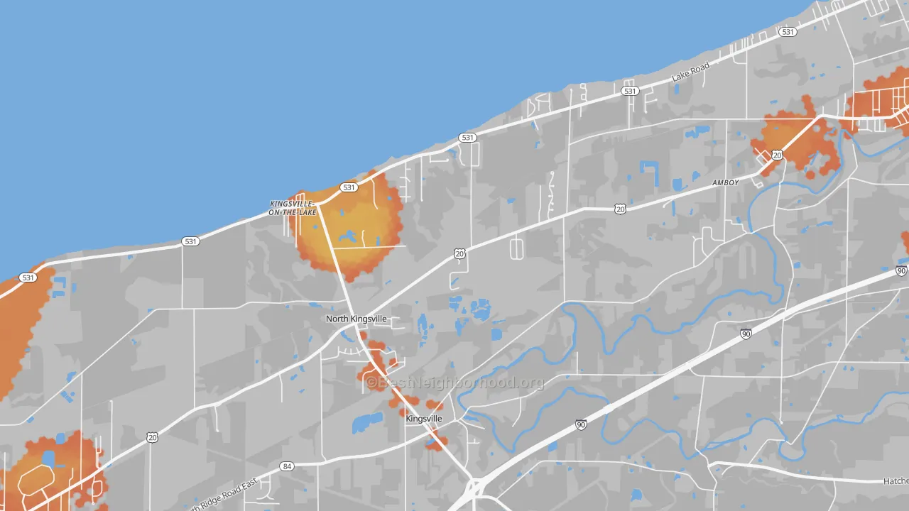 Bike Grade map of North Kingsville, OH