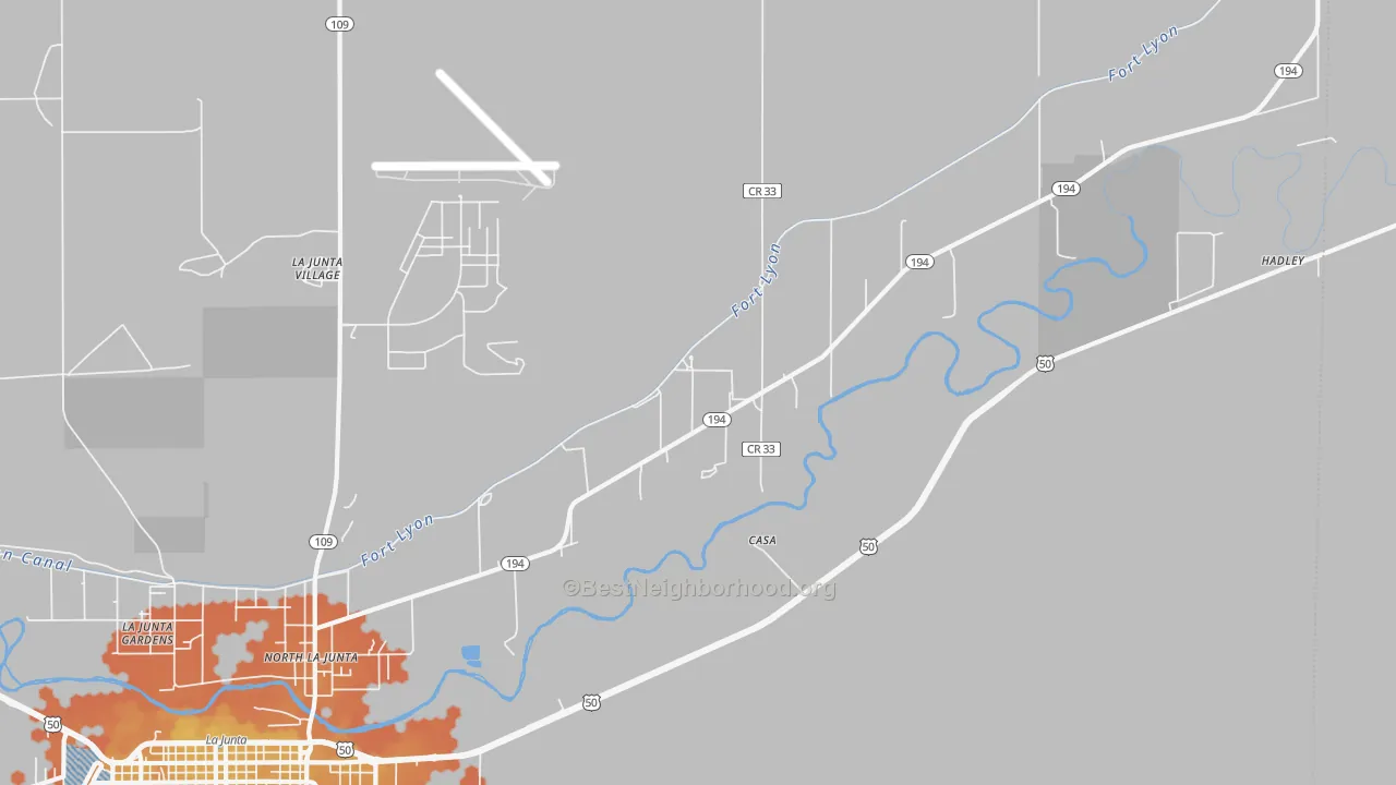 Bike Grade map of North La Junta, CO