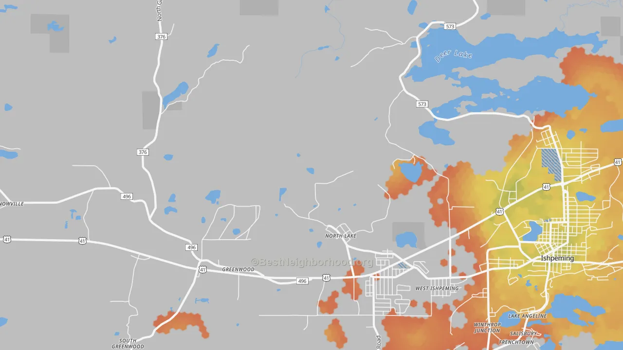 Bike Grade map of North Lake, MI