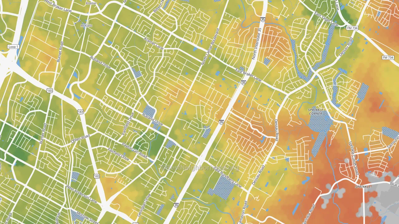 Bike Grade map of North Lamar, Austin, TX
