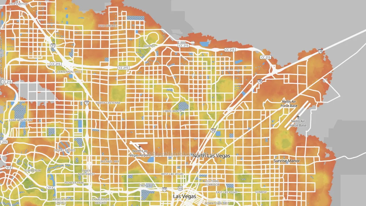 Bike Grade map of North Las Vegas, NV
