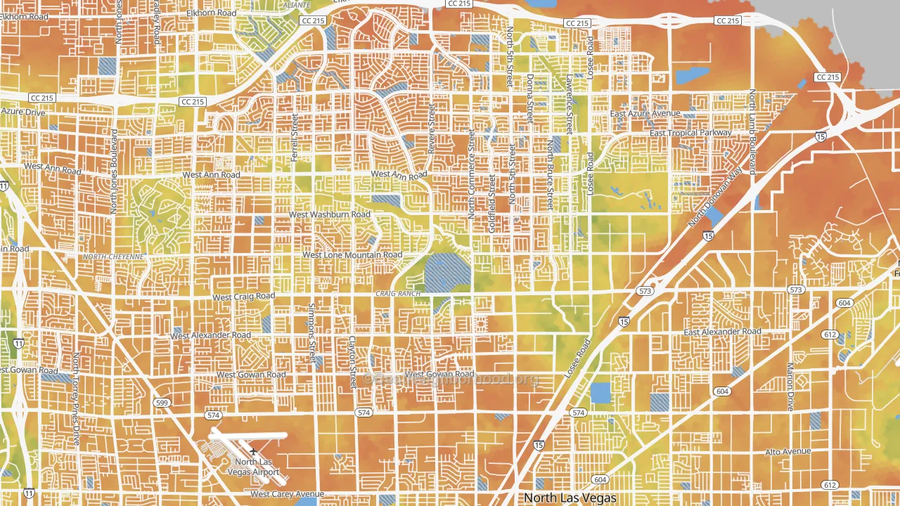 Bike Grade map of North Last Vegas, North Las Vegas, NV