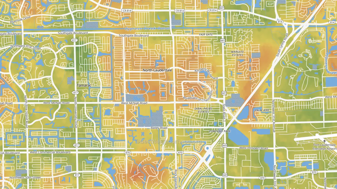 Bike Grade map of North Lauderdale, FL