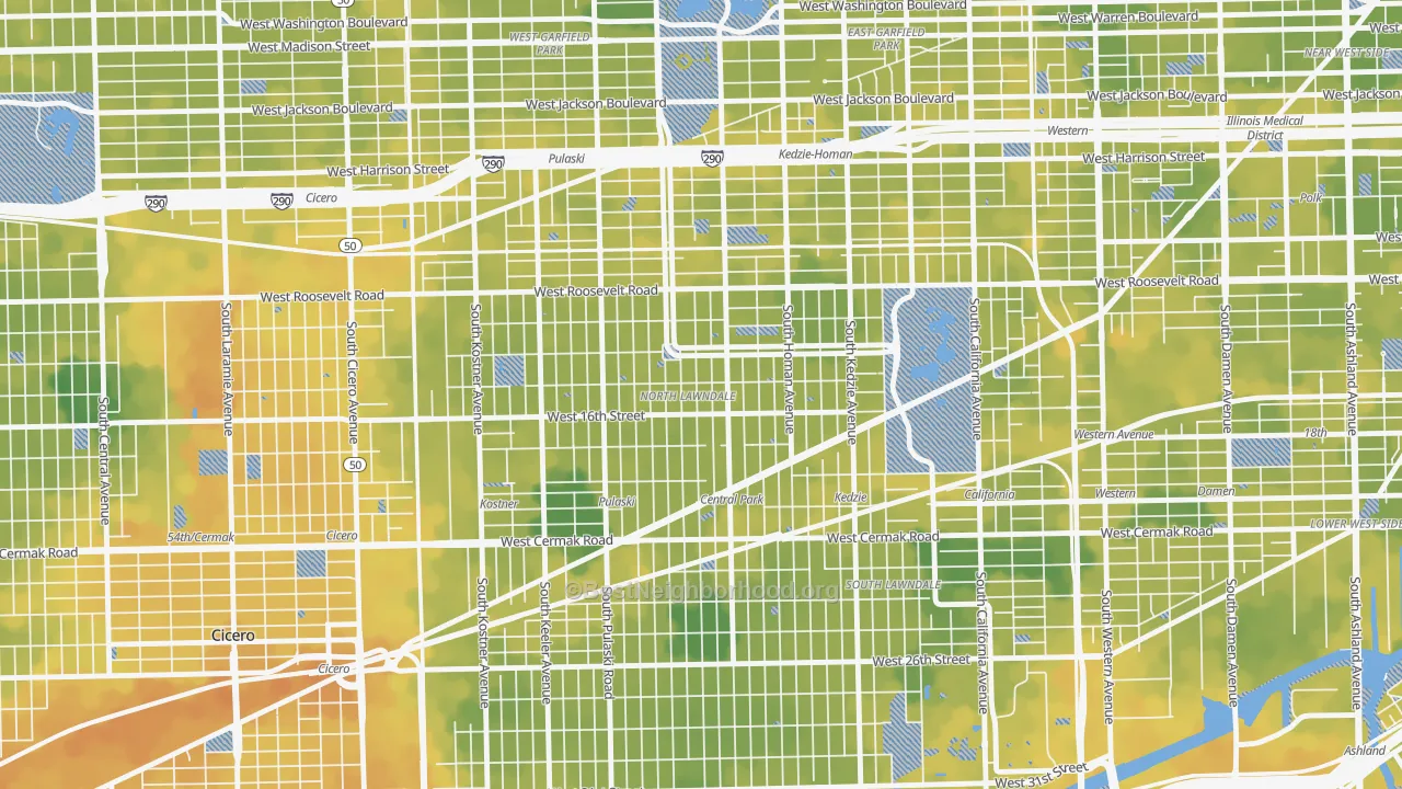 Bike Grade map of North Lawndale, Chicago, IL
