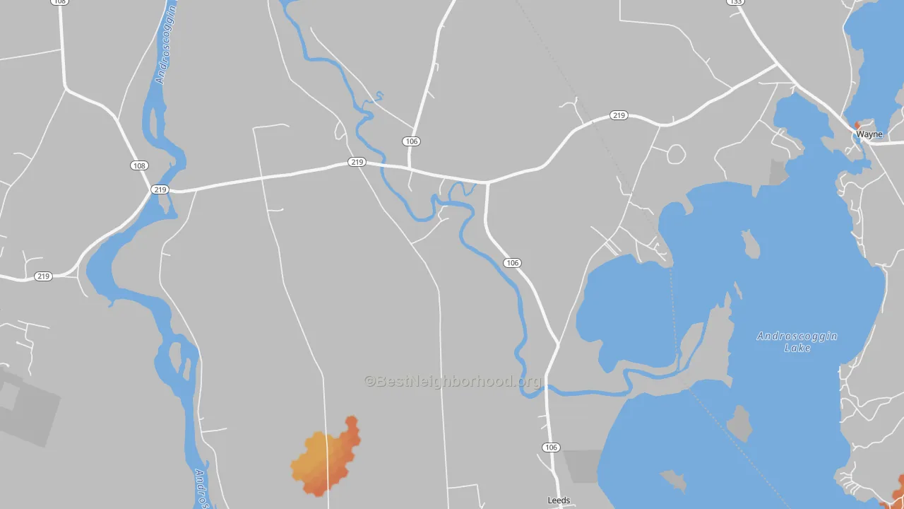 Bike Grade map of North Leeds, ME