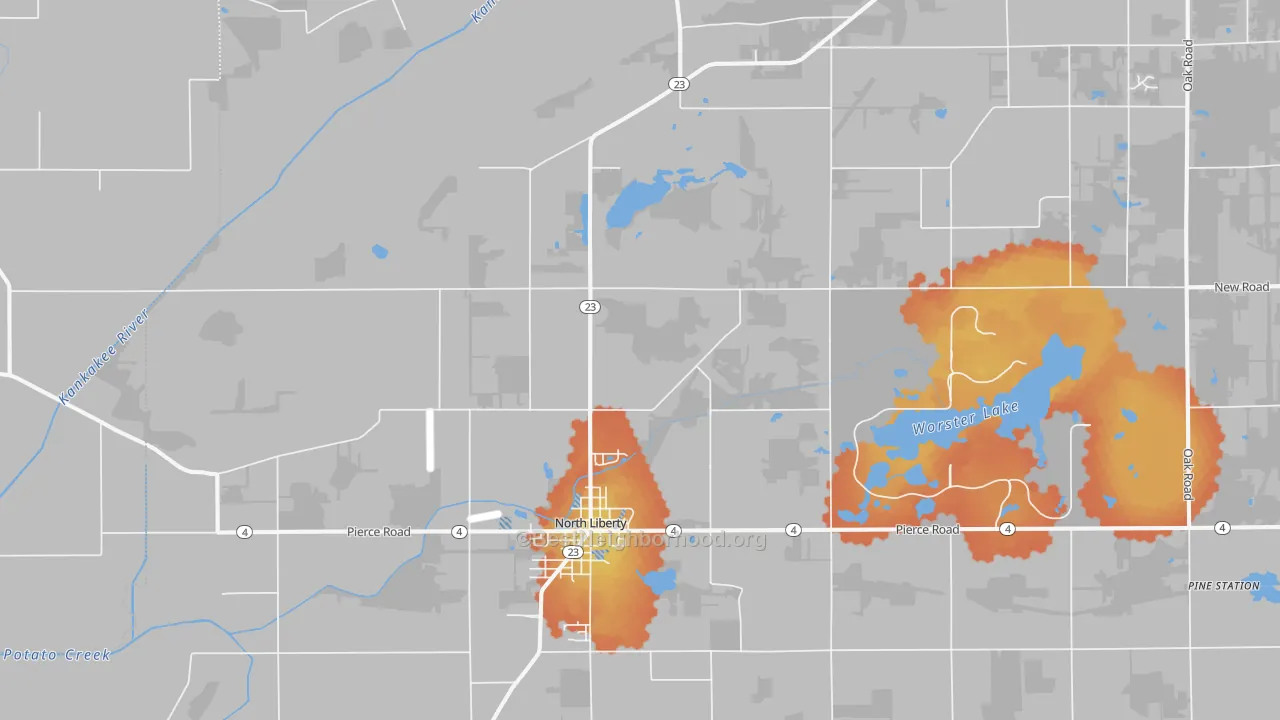 Bike Grade map of North Liberty, IN