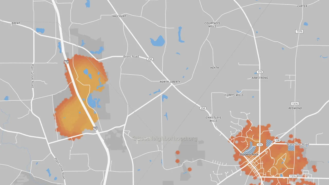 Bike Grade map of North Liberty, PA
