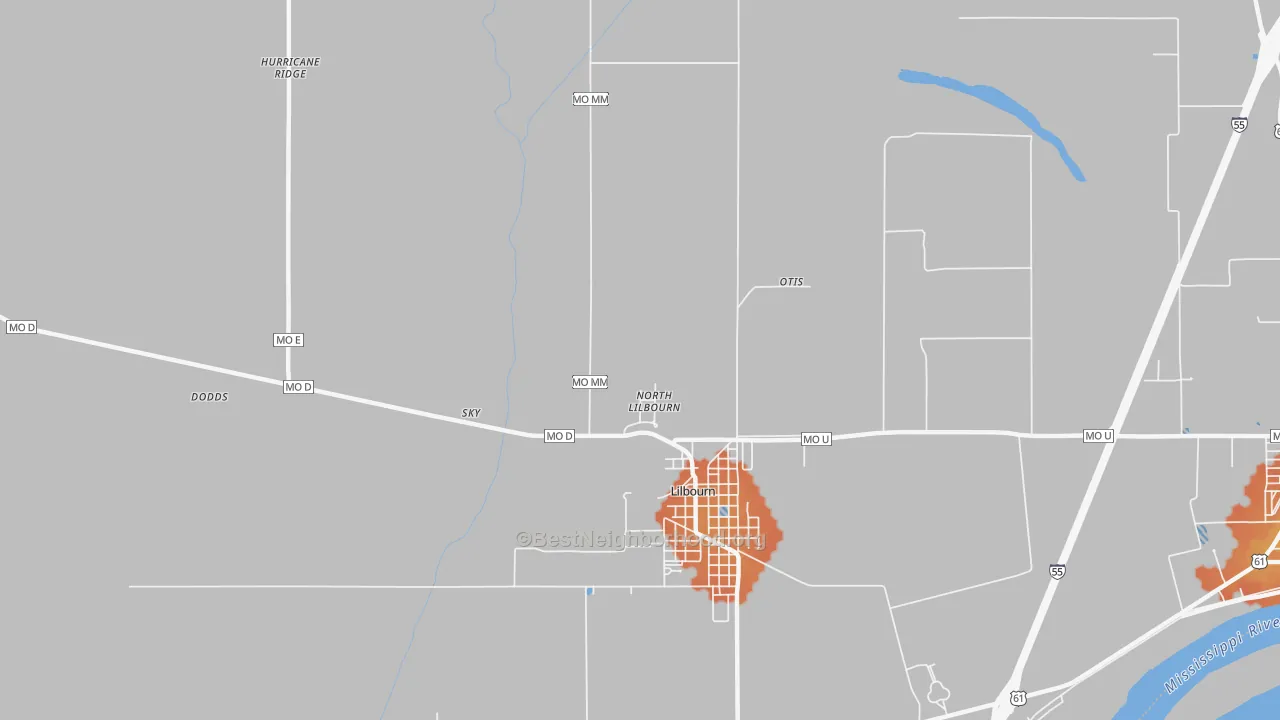 Bike Grade map of North Lilbourn, MO