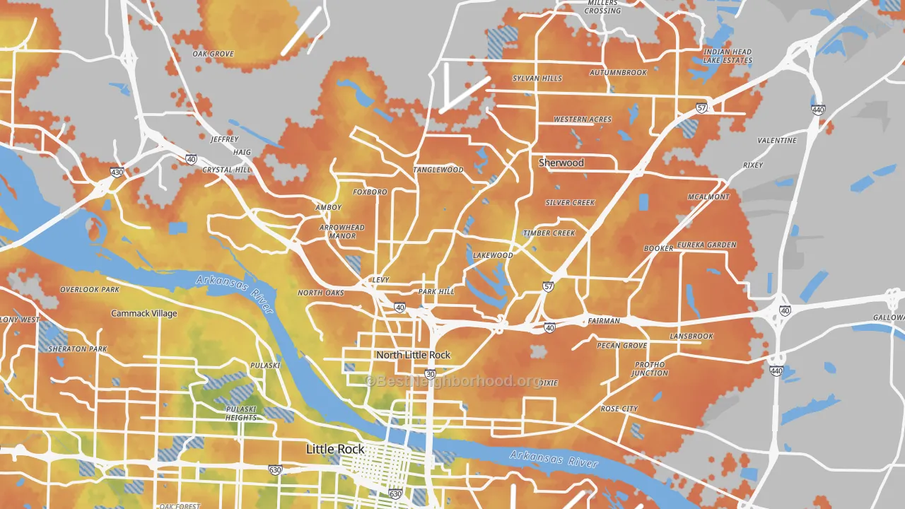 Bike Grade map of North Little Rock, AR