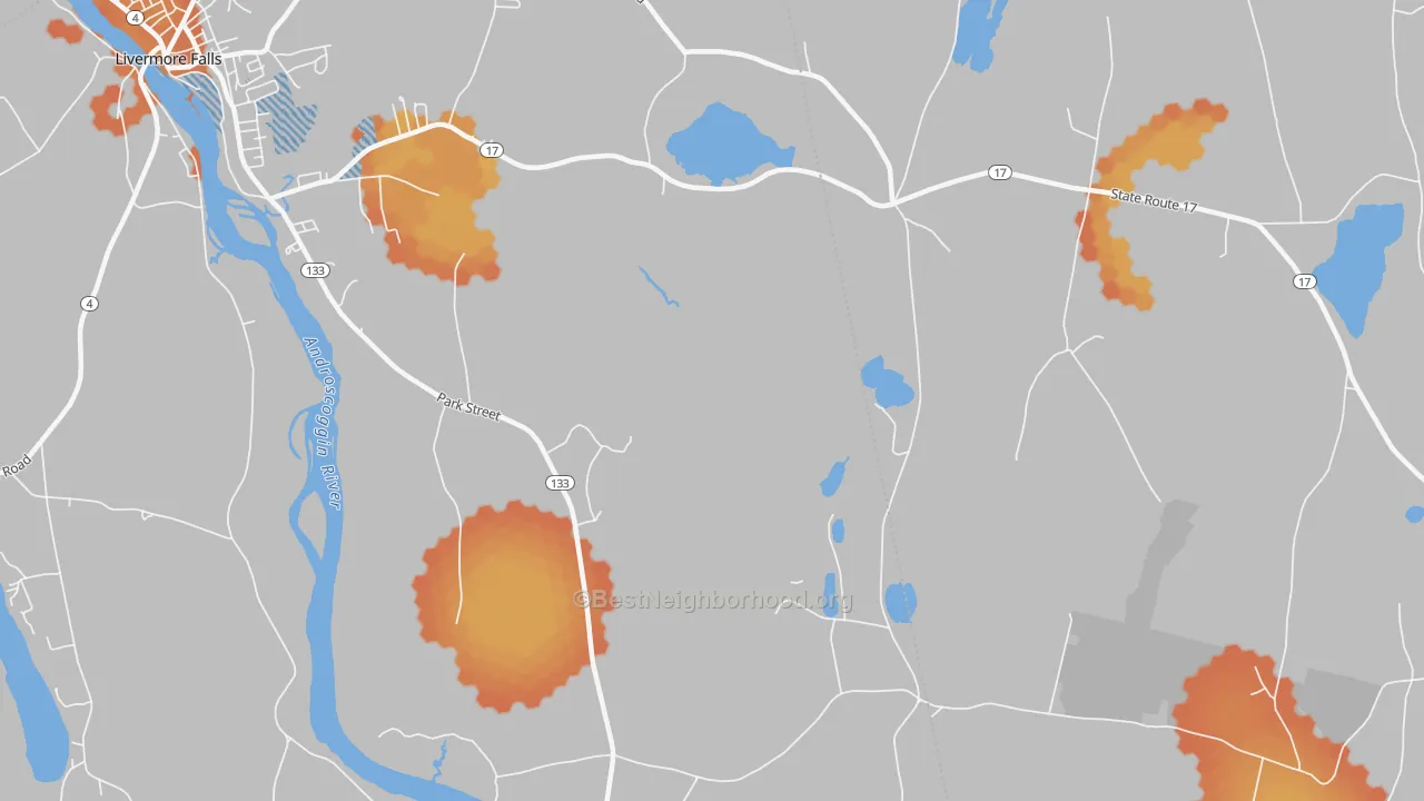 Bike Grade map of North Livermore, ME