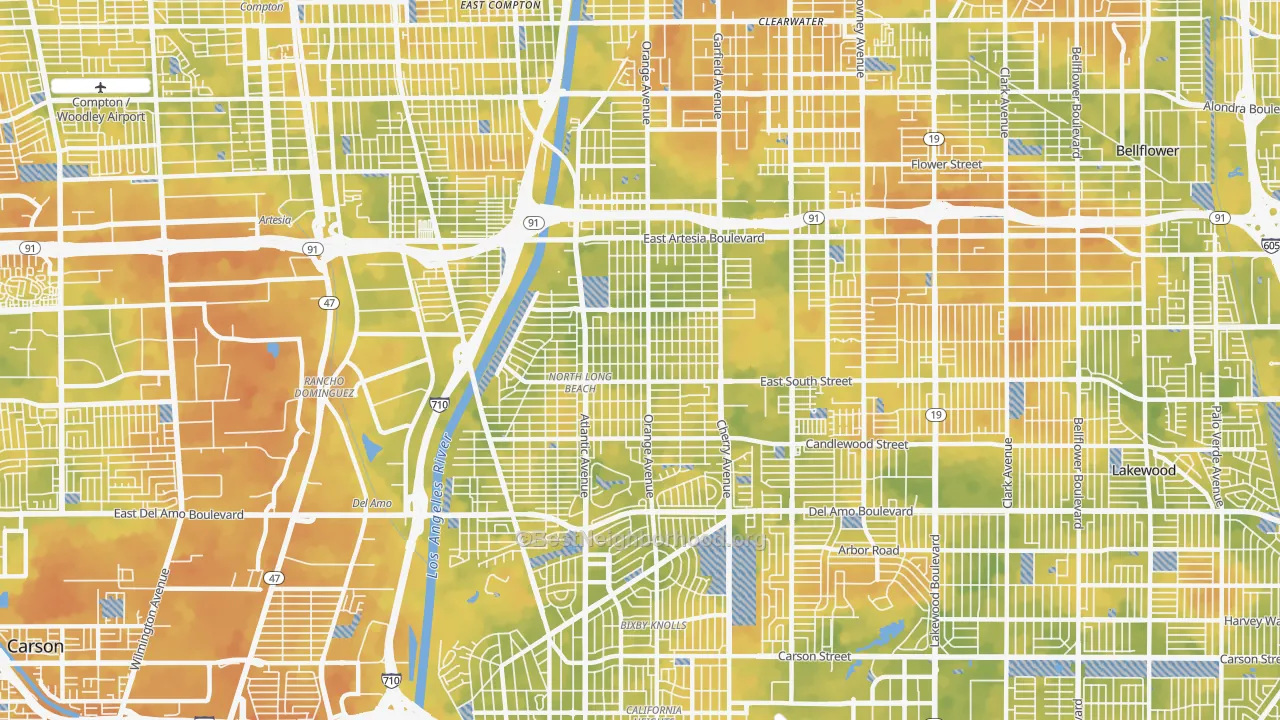 Bike Grade map of North Long Beach, Long Beach, CA