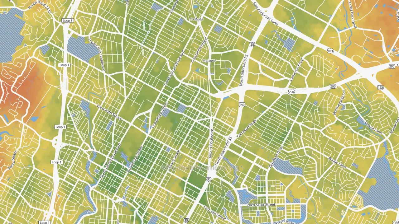 Bike Grade map of North Loop, Austin, TX
