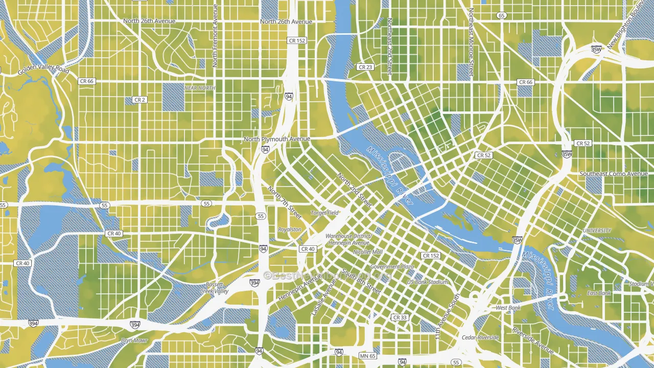 Bike Grade map of North Loop, Minneapolis, MN