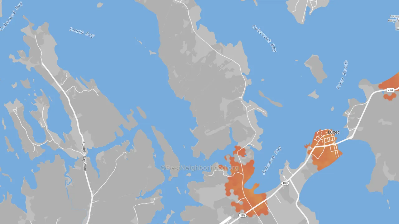 Bike Grade map of North Lubec, ME