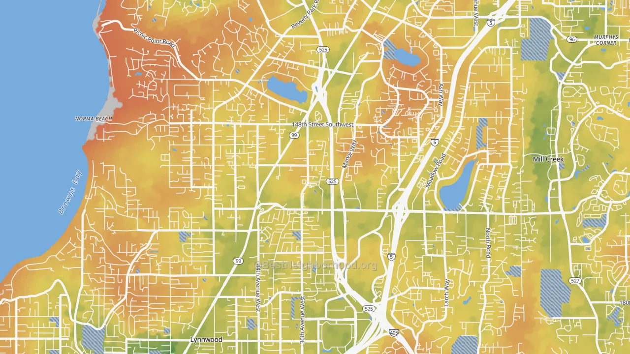 Bike Grade map of North Lynnwood, WA