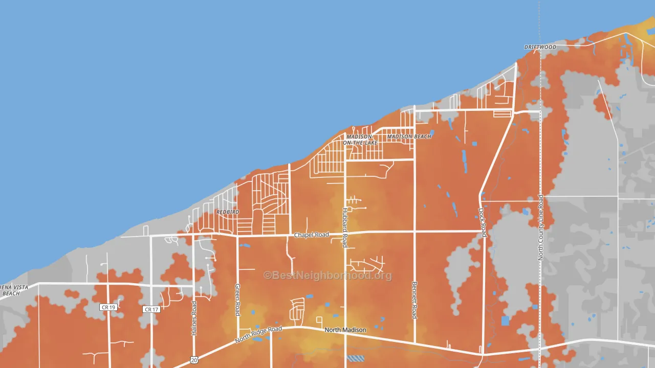 Bike Grade map of North Madison, OH