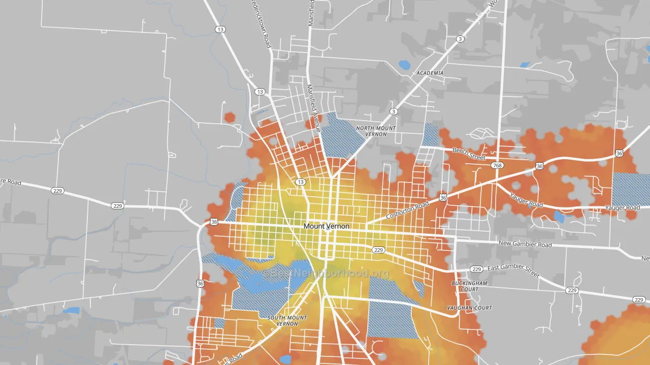 Bike Grade map of North Main Historic District, Mount Vernon, OH
