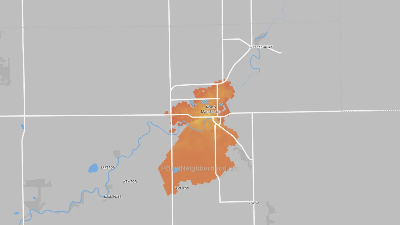 Bike Grade map of North Manchester, IN