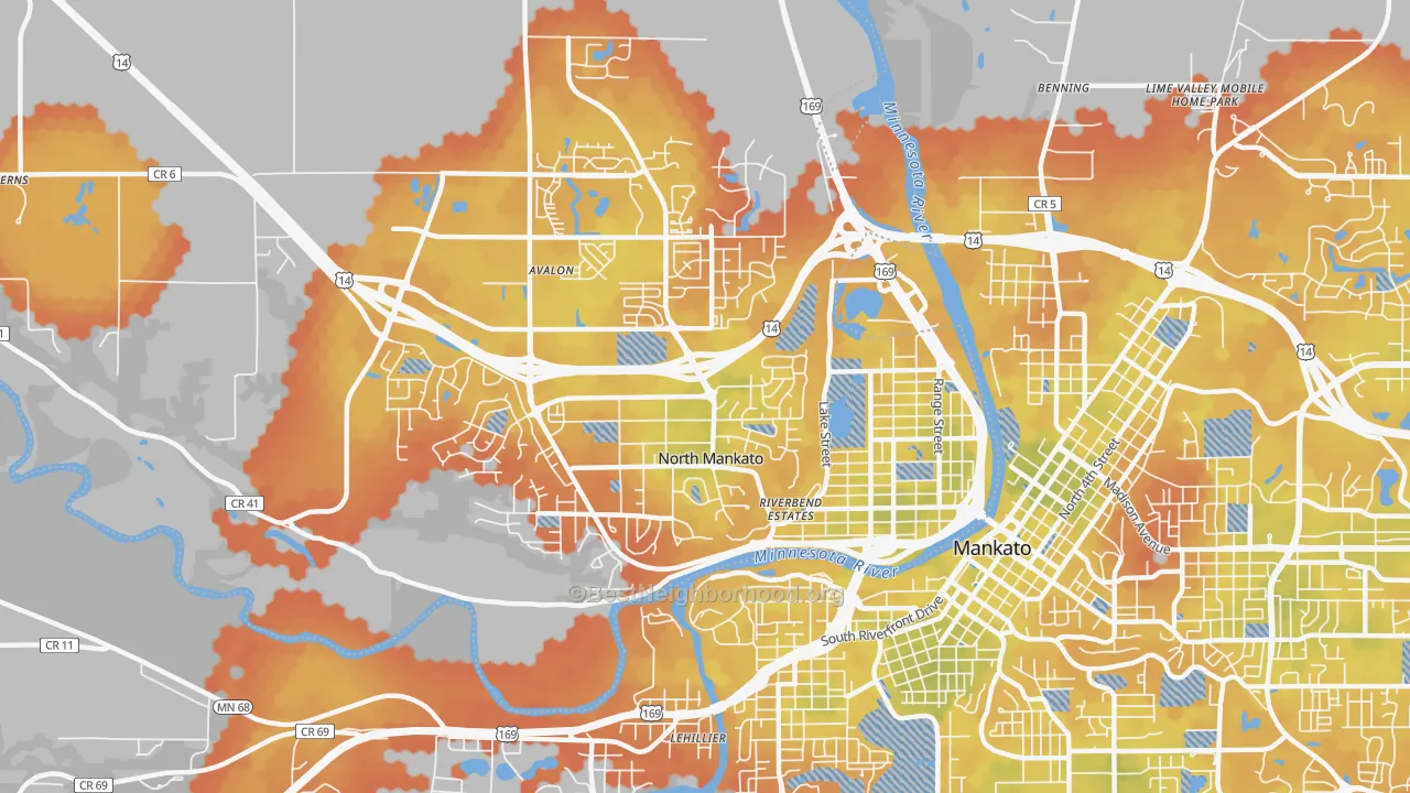 Bike Grade map of North Mankato, MN