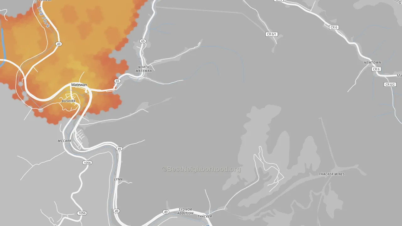 Bike Grade map of North Matewan, WV