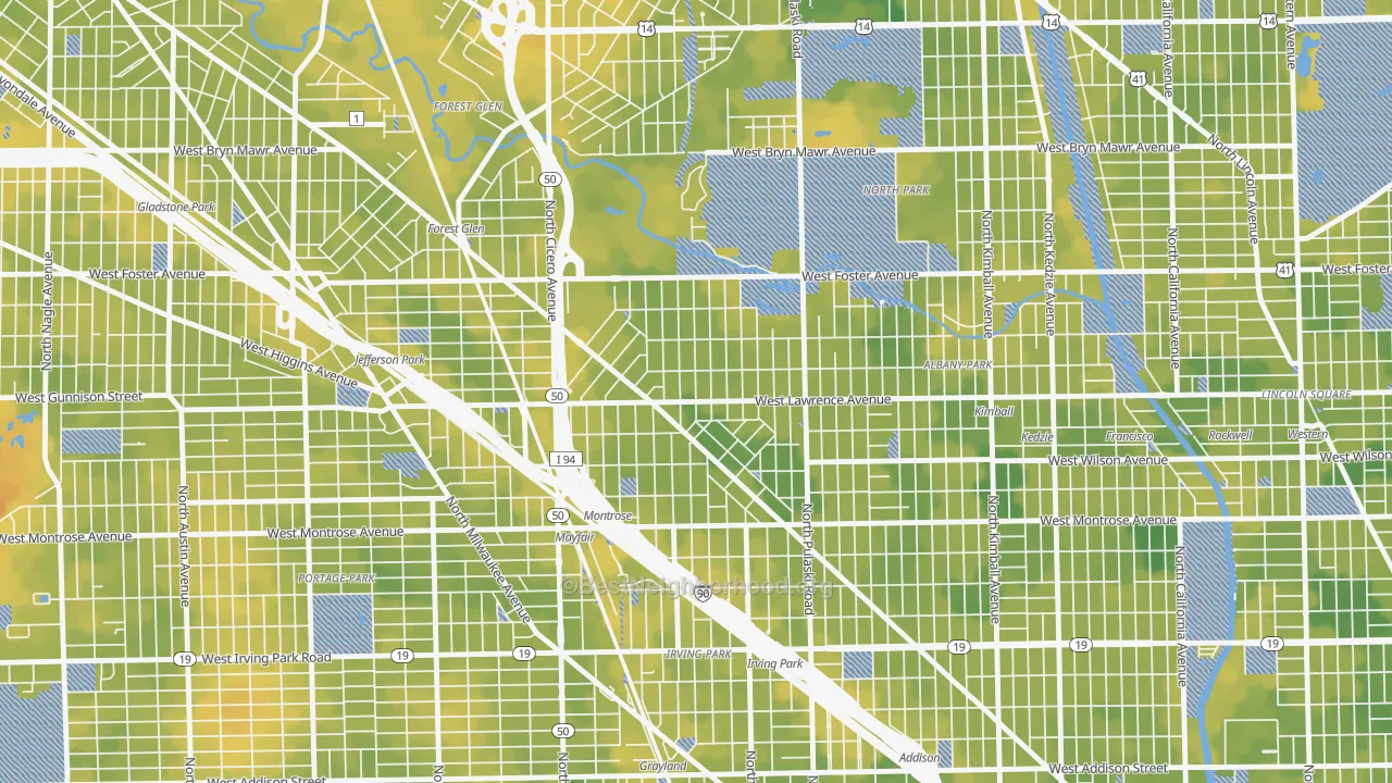 Bike Grade map of North Mayfair, Chicago, IL