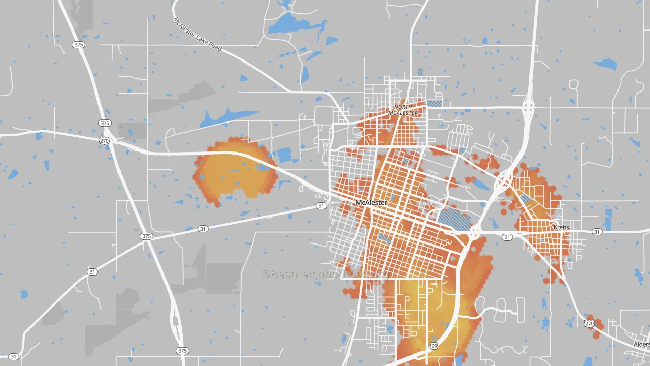 Bike Grade map of North McAlester, OK