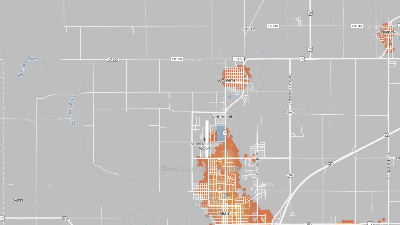 Bike Grade map of North Miami, OK