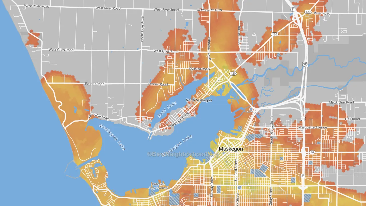 Bike Grade map of North Muskegon, MI