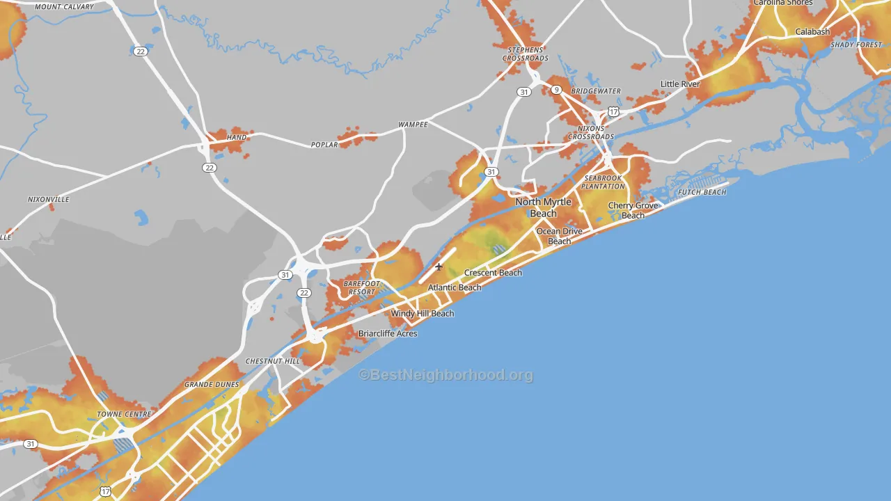 Bike Grade map of North Myrtle Beach, SC