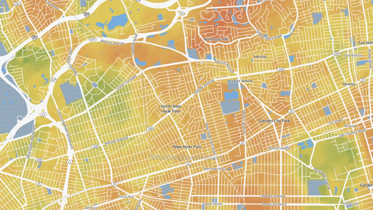 Bike Grade map of North New Hyde Park, NY