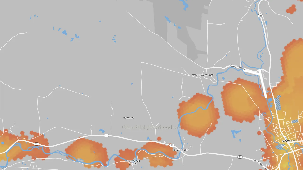Bike Grade map of North Newport, NH