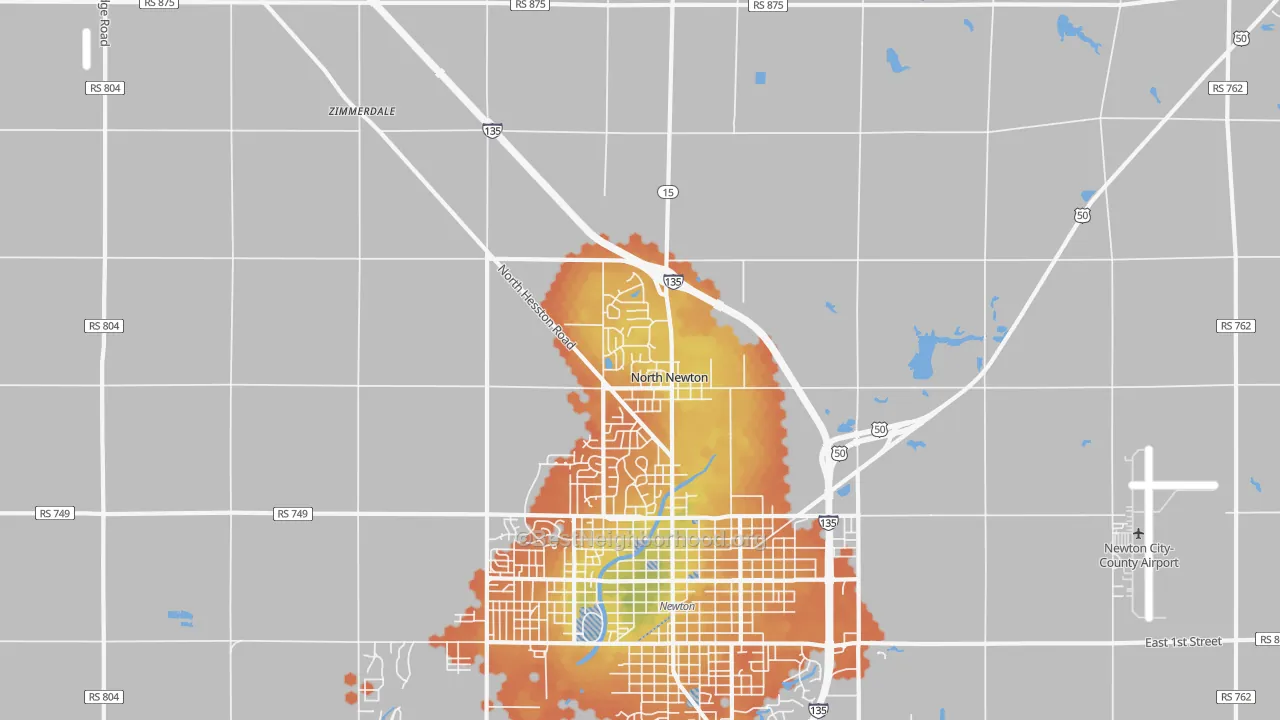 Bike Grade map of North Newton, KS