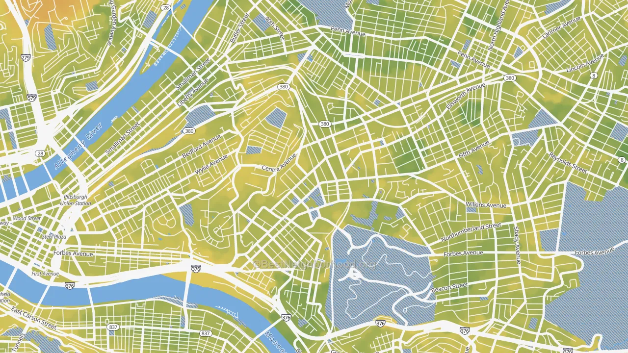 Bike Grade map of North Oakland, Pittsburgh, PA