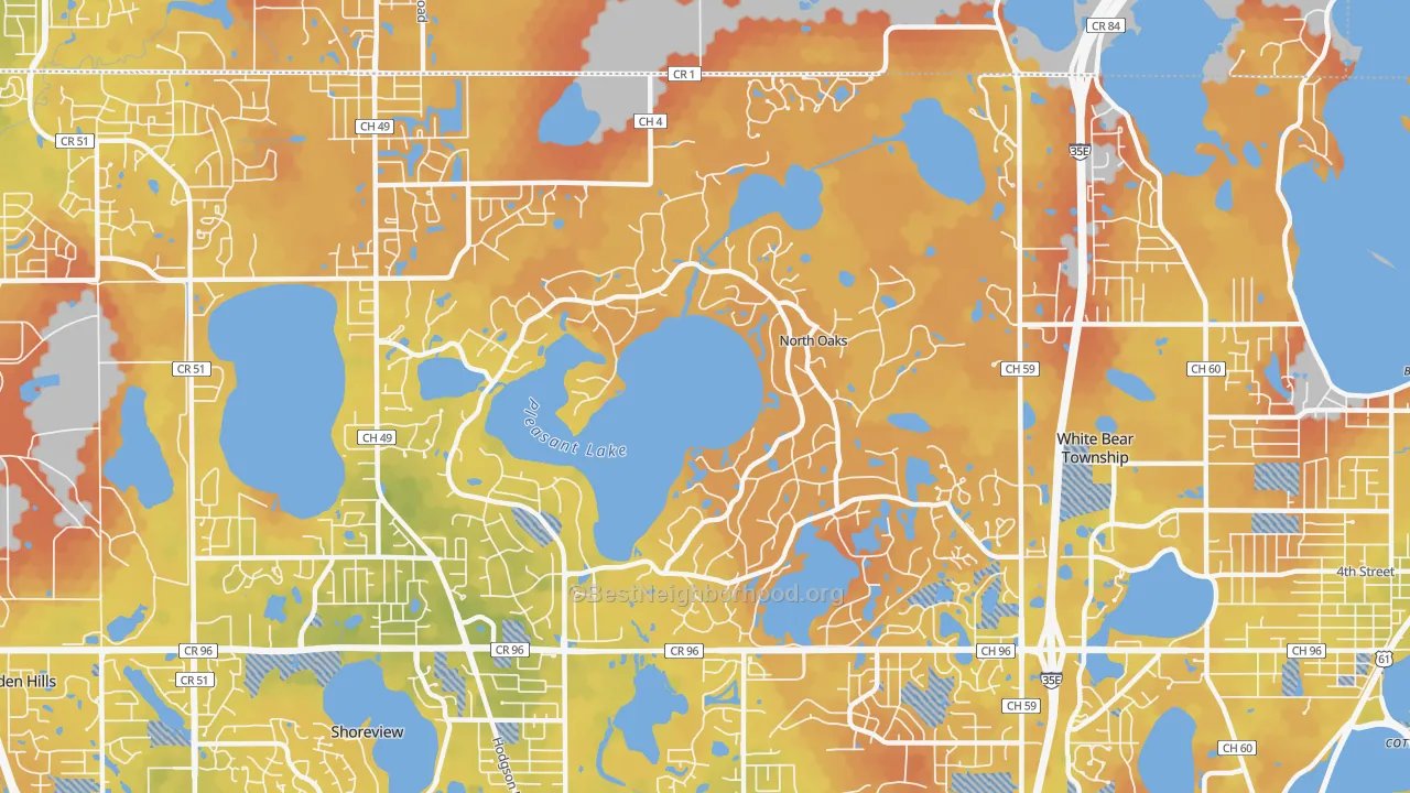 Bike Grade map of North Oaks, MN