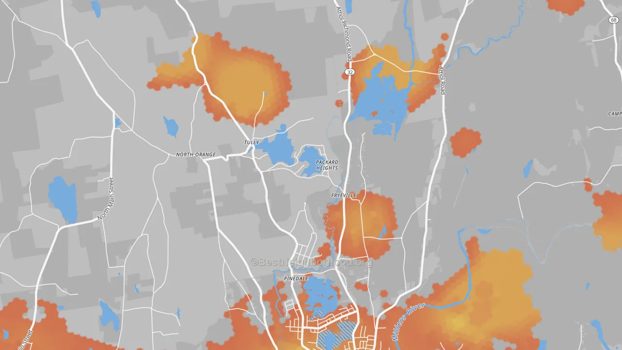 Bike Grade map of North Orange, MA