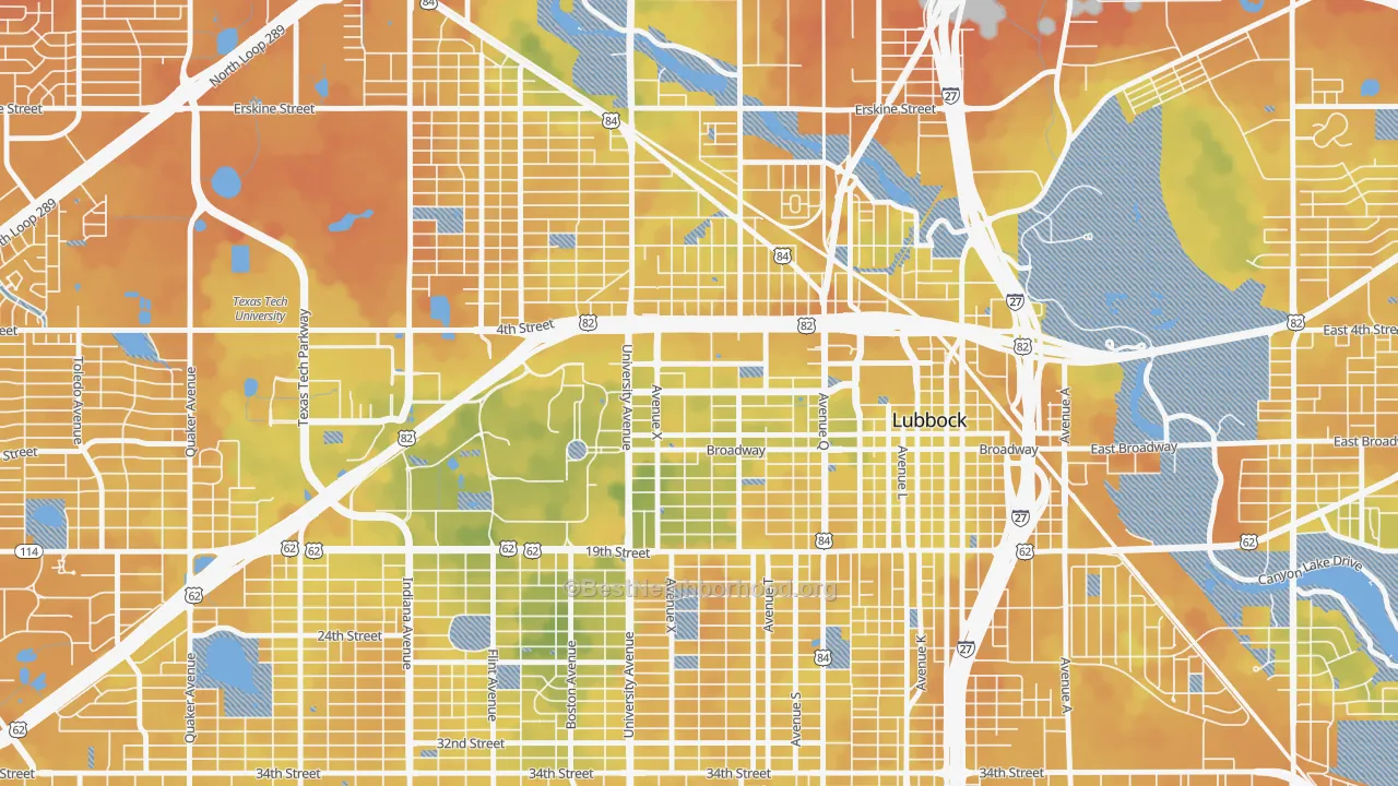 Bike Grade map of North Overton, Lubbock, TX