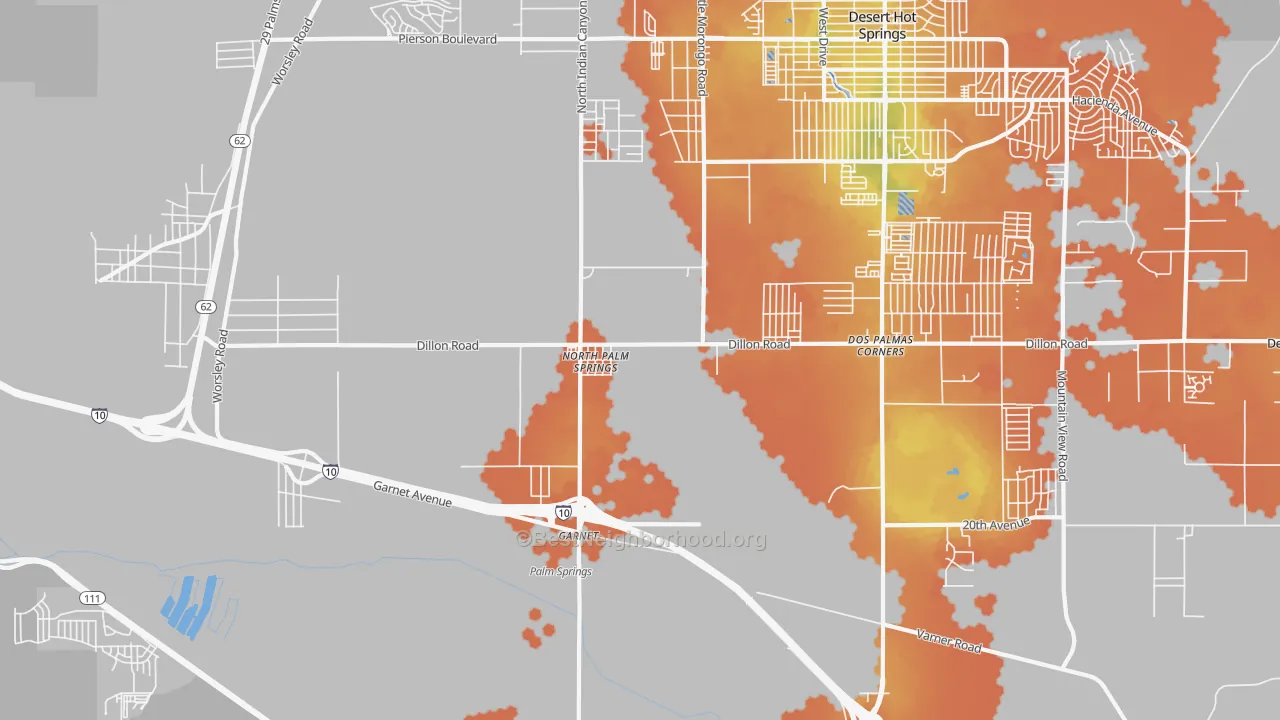 Bike Grade map of North Palm Springs, CA
