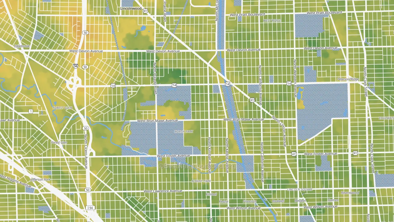 Bike Grade map of North Park, Chicago, IL