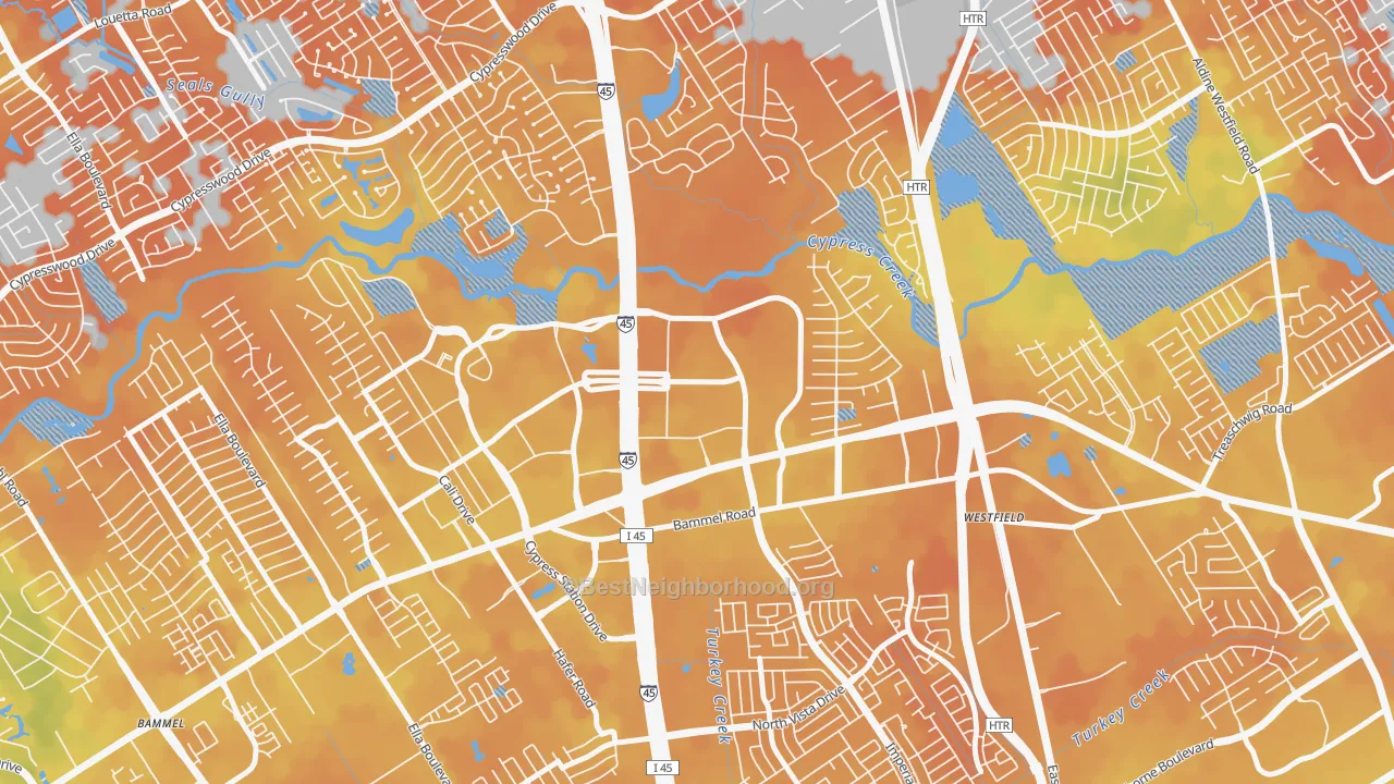 Bike Grade map of North Park Forest, Houston, TX