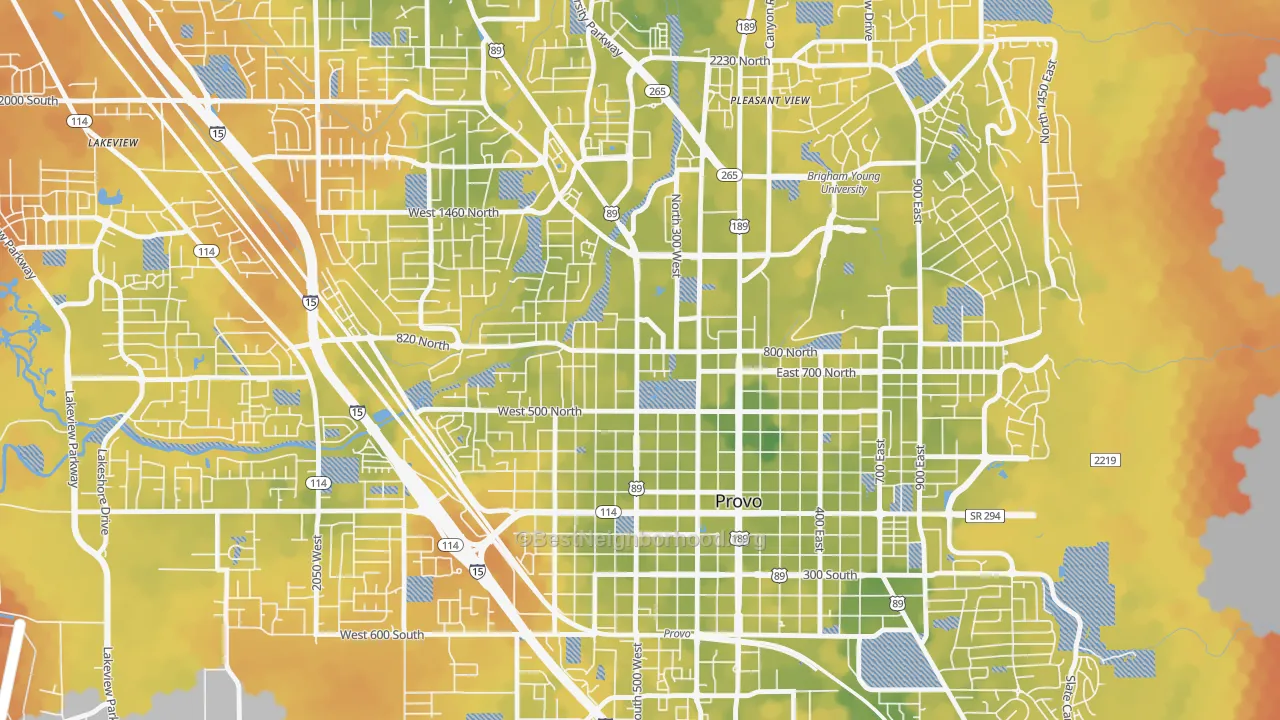 Bike Grade map of North Park, Provo, UT