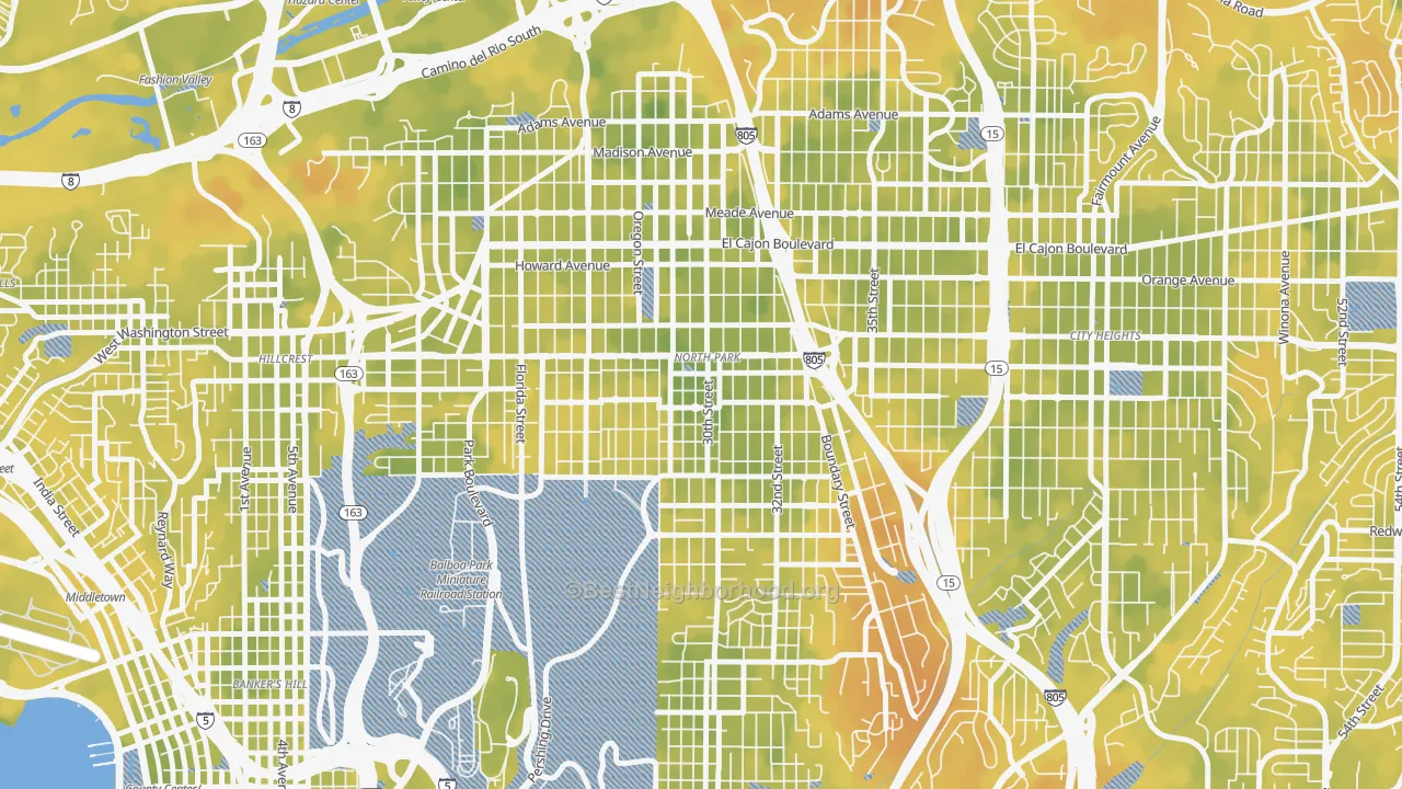 Bike Grade map of North Park San Diego, San Diego, CA