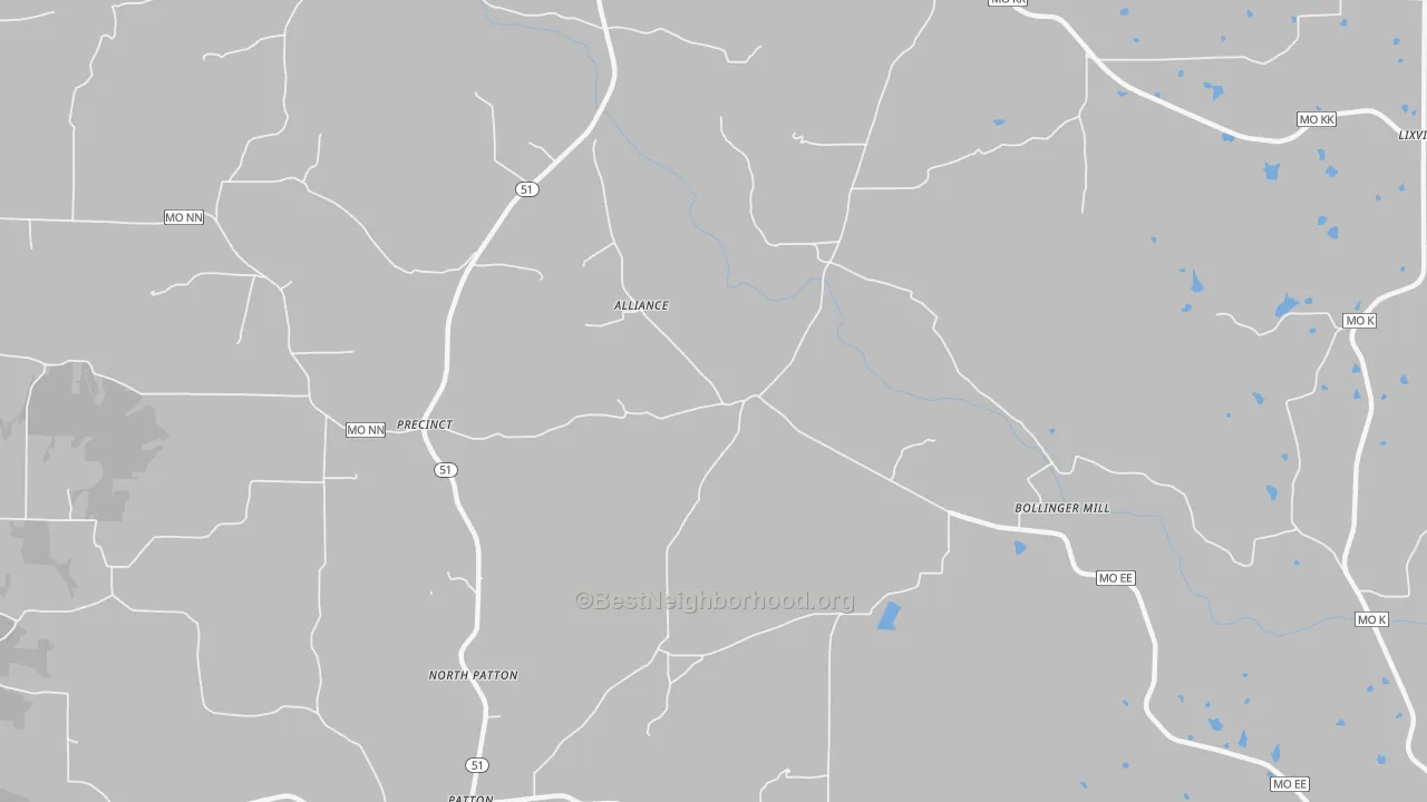 Bike Grade map of North Patton, MO