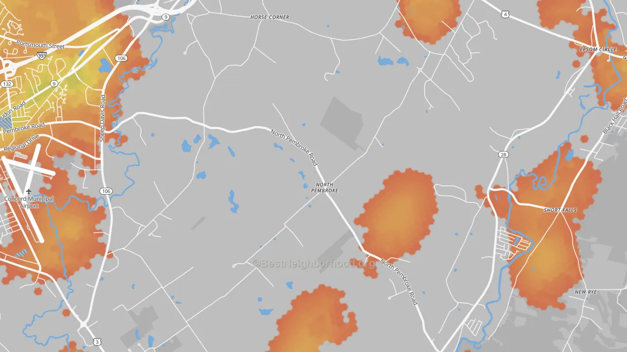 Bike Grade map of North Pembroke, NH