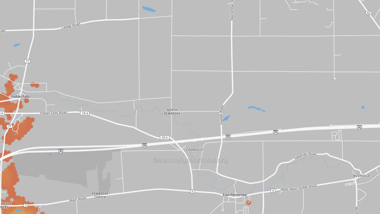 Bike Grade map of North Pembroke, NY