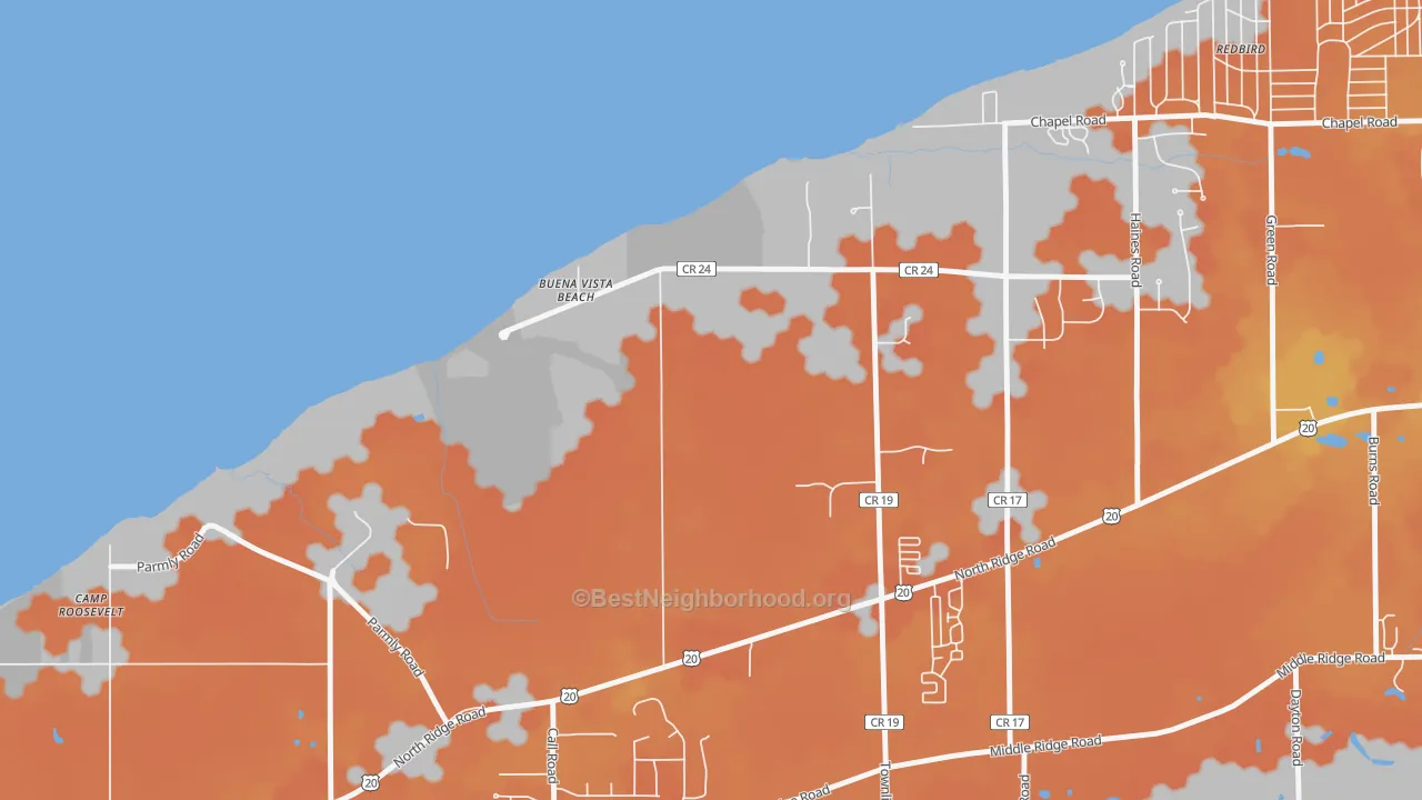 Bike Grade map of North Perry, OH