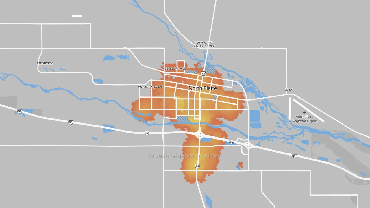 Bike Grade map of North Platte, NE