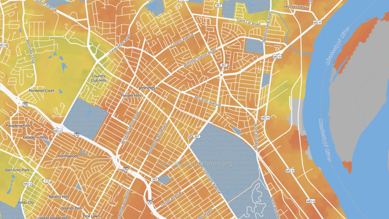 Bike Grade map of North Pointe, St. Louis, MO