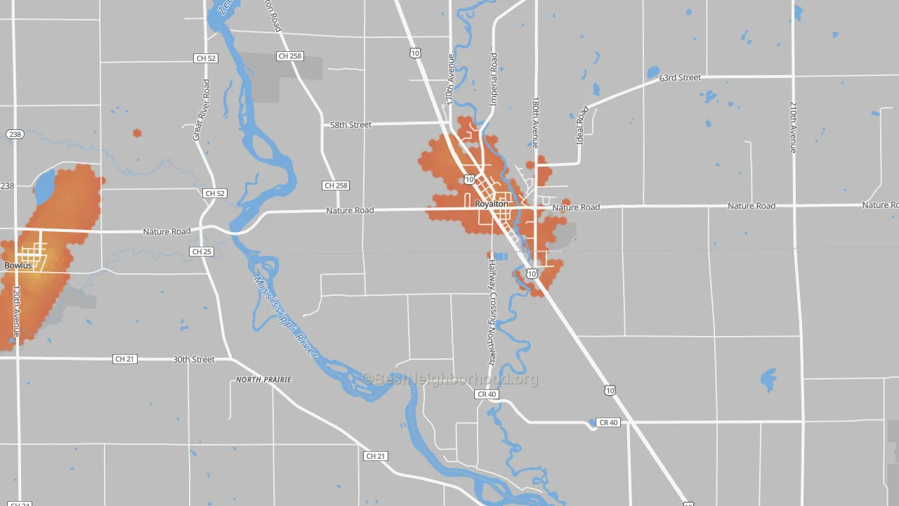 Bike Grade map of North Prairie, MN