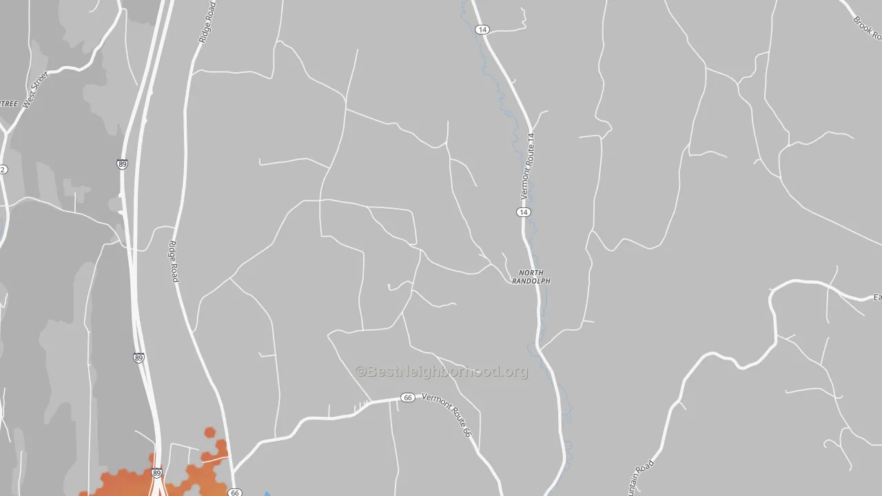 Bike Grade map of North Randolph, VT