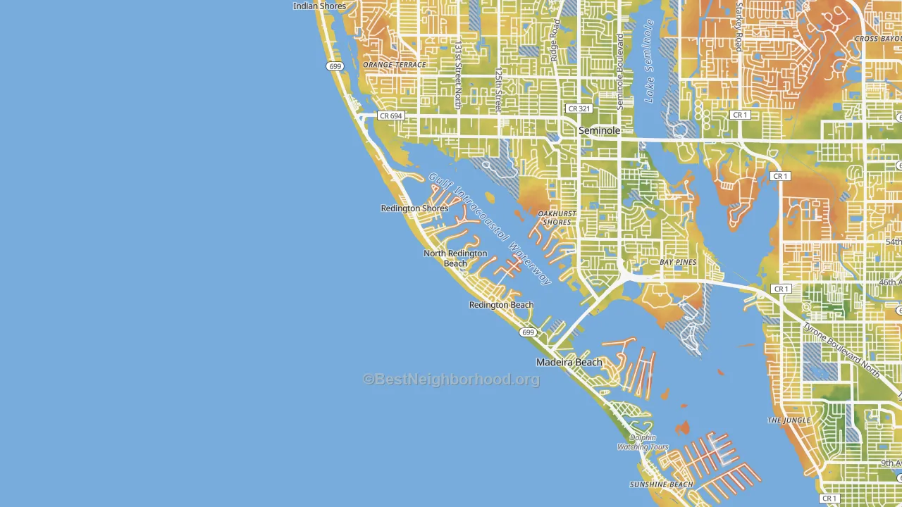Bike Grade map of North Redington Beach, FL